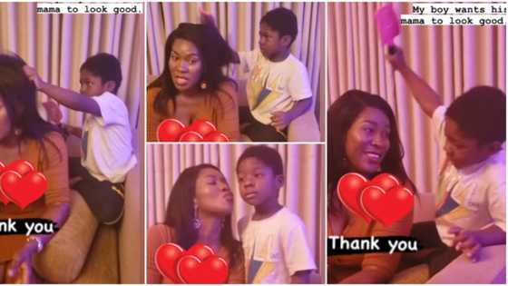 "My boy wants mama to look nice": Stephanie Linus gushes as young son brushes her hair in cute video