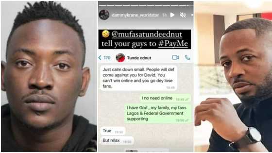 Dammy Krane calls on Tunde Ednut to help him with Davido over unpaid debt, shares chat as proof