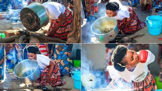 "Wetin person no go see": Bride asked to cook using her teeth on wedding day, photos from event cause stir