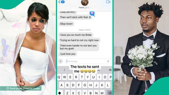 Bride emotional as she displays unexpected text groom sent her 30 minutes before their wedding