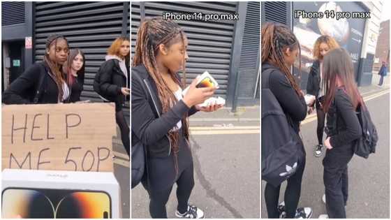 Man dresses like beggar, gives new iPhone 14 Pro Max to lady for stopping to help him