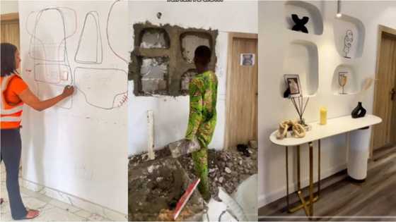 "Landlord go pursue me": Reactions pour in as lady reveals simple way to make walls at home look stylish