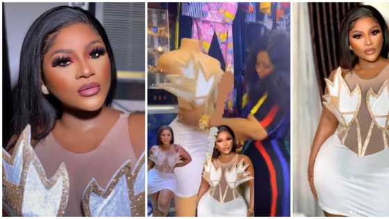 Fans come to Destiny Etiko's defence as blogger suggests she bought dress from Aba vendor: "No be cloth?"