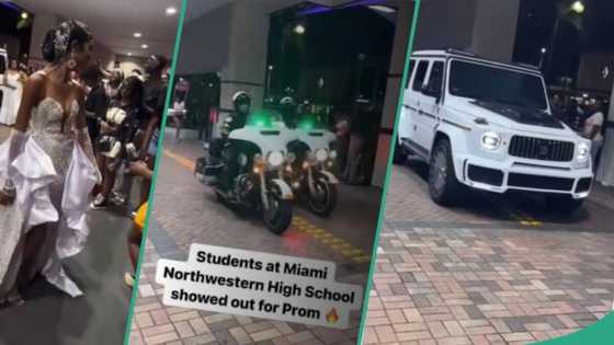 Drama as luxurious convoy, power bikes escort graduating students to school on prom day