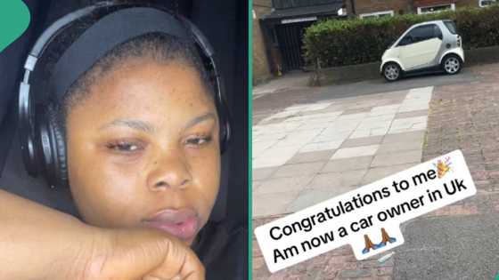 Nigerian lady who relocated to UK buys tiny car, celebrates online with video, generates buzz