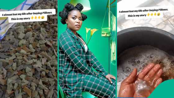Cameroonian lady awed over what she found in pillow she bought in Nigeria: "I almost lost my life"