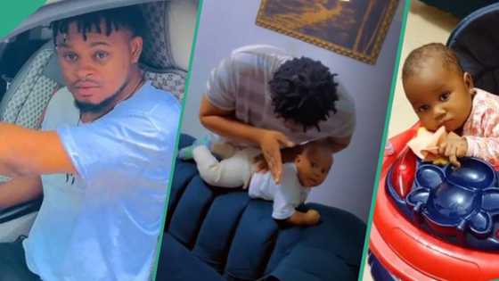 Nigerian man who's a single father vows to care for baby girl without help, video trends online