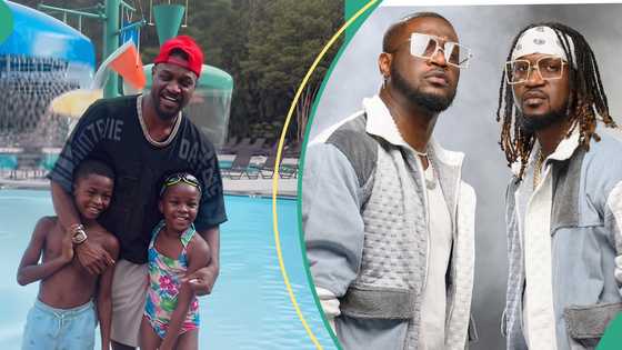 Lovely moment Peter Okoye surprises Paul’s twins on their 8th birthday, gifts them cash, bikes, others