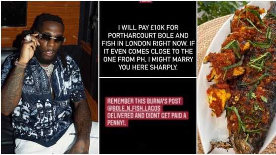 Lady calls out Burna Boy for failing to pay for PH bole and fish she delivered to him in London, shares proof
