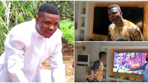 If I sound you, Comedian Woli Agba almost 'pounces' on his son, wife as he 'rakes' over Super Eagles defeat