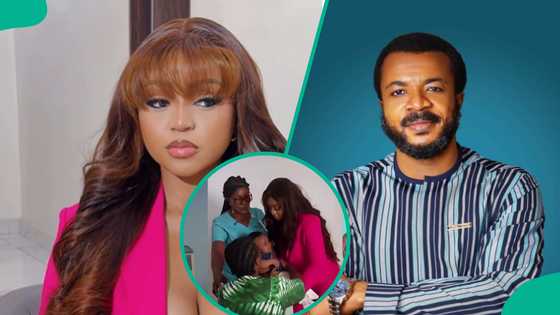 Regina Daniels storms Evang Ebuka Obi’s mental health hospital, interacts with psychiatric patients