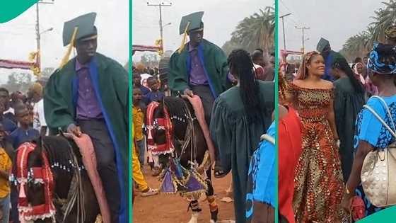 Year 1 student goes viral after riding horse to matriculation venue, people gather in video