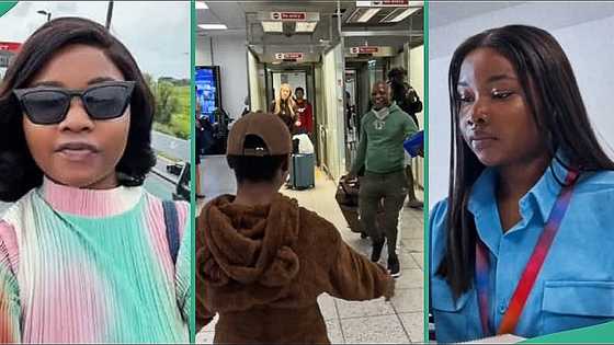 "Finally brought my father to UK": Lady rejoices as dad arrives at airport after 3 years apart, video trends