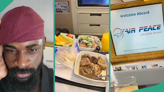 Tunde Onakoya shares photos of food he was served on Air Peace flight from London Gatwick to Lagos