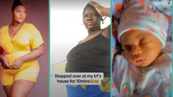 "Wetin 10 minutes enjoyment cause": Lady who stopped over at boyfriend's house shows off baby