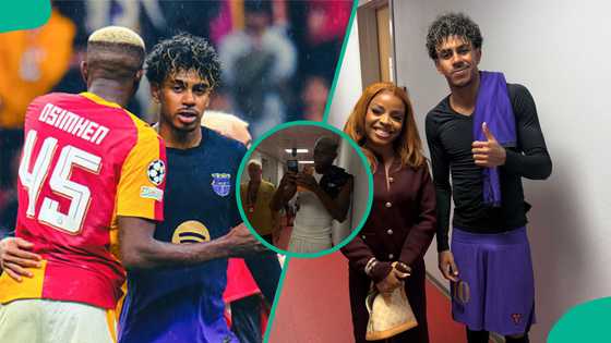 Victor Osimhen spotted taking photos of Barcelona star Lamine Yamal after 4-1 defeat, video