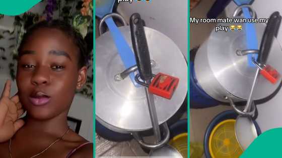 Auchi Polytechnic student uses big padlock to lock her pot to protect her food