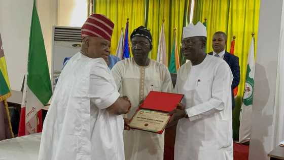 Osun 2022: Smiles in cute photos as Senator Adeleke gets PDP's certificate of return