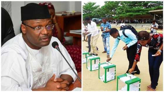 Yanzu: Shugaban INEC ya shigawa da shugabannin jam'iyyu 18, ya fadi adadin masu kada kuri'a