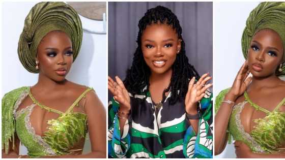 Asoebi guests: BBNaija star Diane dazzles in green dress for friend's wedding ceremony