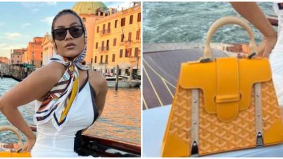 Luxury fashion: BBNaija star Maria spotted with expensive Maison Goyard bag