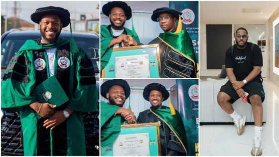 "Grace & dedication did it": BBNaija's Frodd bags doctorate degree, photos from convocation trends