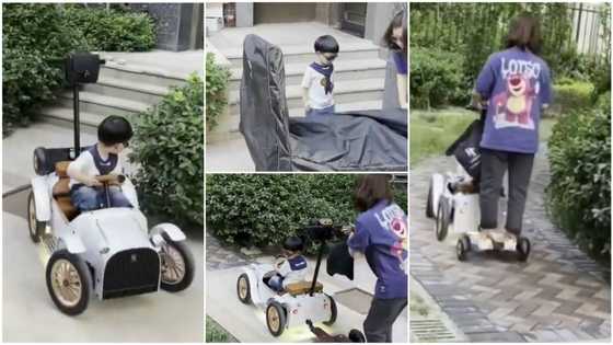 Sweet moment kid gives 'mum' a ride in his toy car, viral video gets people emotional