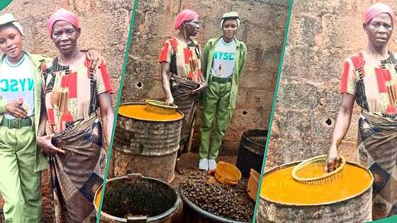 NYSC corper honours widowed mother who sold palm oil to train her in school, emotional photos trend