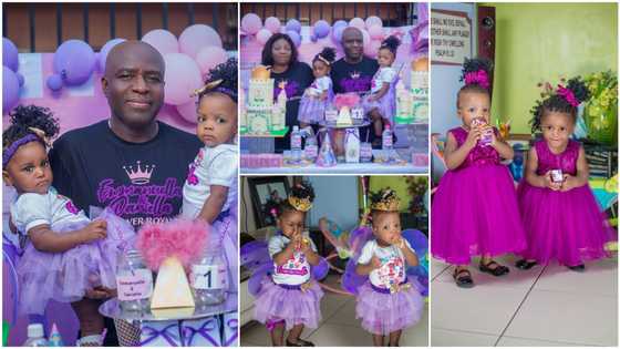 Joy as Nigerian couple celebrate birthday of twins they had after 17 years of long wait, cute photos go viral