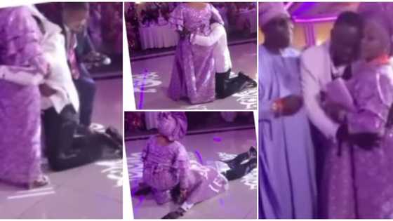 Groom lies on the floor in tears to thank aunt who took him to US to start life afresh, video goes viral