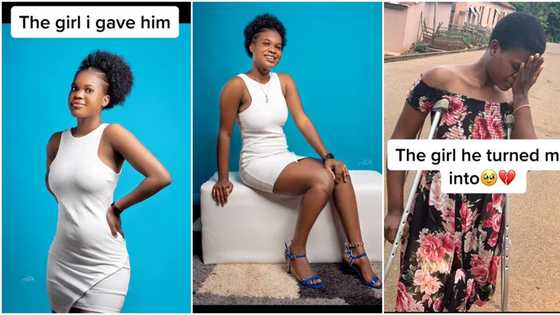 "Fear men": Sorrowful lady blames her man for making her disabled, walks with crutches in viral video