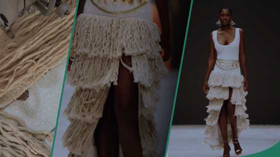 Stylist makes cloth with stove wools, shows craftmanship, netizens react: creativity on steroids"