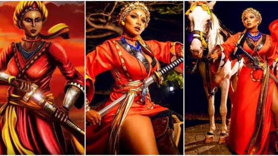 You killed it: Iyabo Ojo recreates Queen Amina of 16th century for Femi Adebayo's premiere, photos go viral