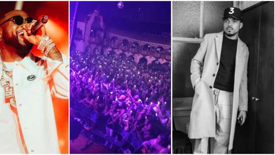 Moment 'oyinbo' audience went wild as Davido brought US star Chance The Rapper on stage, video goes viral