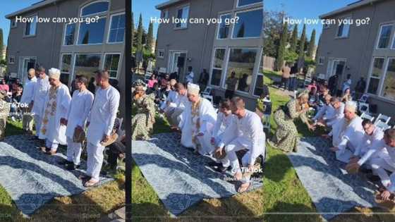 Woman prepares Oyinbo men for wedding, teaches them Yoruba dance moves in video