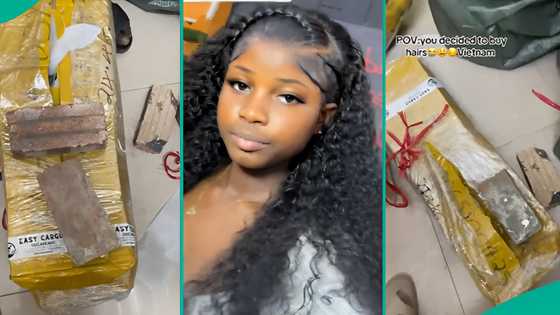 Lady who imported hair from Vietnam cries out after receiving cartons of bricks