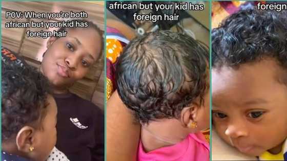 "Her parents are Nigerians": Video of African baby with 'foreign' natural hair goes viral on TikTok