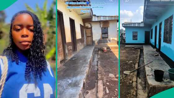 Nigerian lady renovates mum's old house with new chairs, paints walls, changes curtains