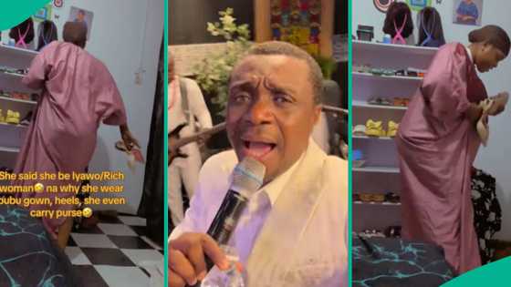 Lady who wants to be a rich married woman wears ring, big gown and heels during Hallelujah Challenge