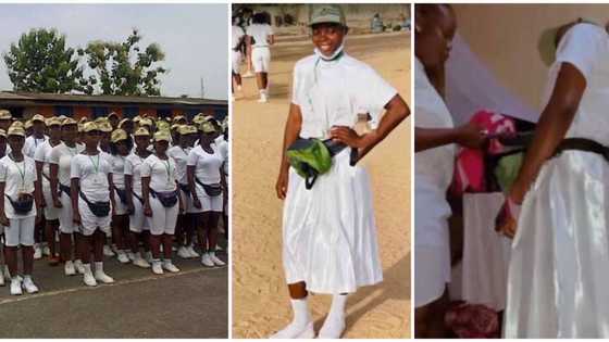 She wants to be different: Oyo state corps member wows many, rocks long skirt in camp, video goes viral