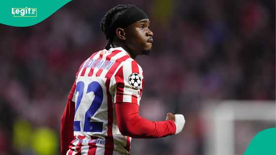 Ademola Lookman reacts after scoring to help Atletico reach Champions League semi-final