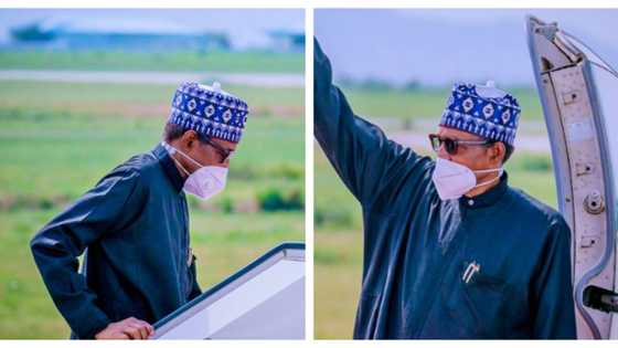 Breaking: Presidency releases photos of Buhari's last moments in Nigeria before Paris trip
