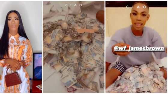 Nigerians react as James Brown flaunts N200 and N1000 notes he made in a night club