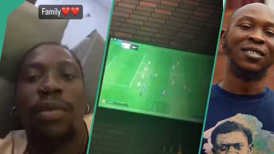 Verydarkman and Seun Kuti spark reactions as they hang out in the singer's family home, play FIFA