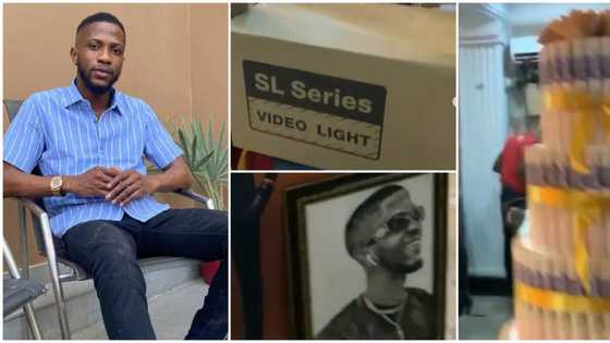 BBNaija: Kayvee emotional as fans spend millions on gifts for him, money cake, lighting equipment spotted