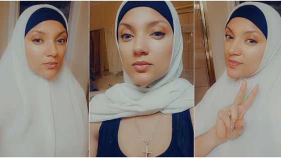 I've been a Muslim since birth: BBNaija Gifty dons hijab, wears a cross underneath, fans confused