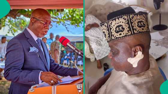 Yadda aka zabga wa Sarki lafiyayyen mari a taron da gwamnan Ondo ya kaddamar da titi