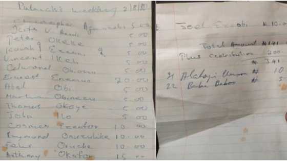 Nigerian man shares list of those who contributed N356 for his father's glamorous wedding in 1980, many react