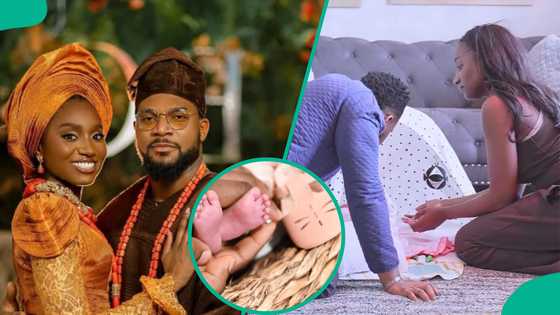 Kunle Remi and wife welcome 1st child, he shares reason behind baby’s unique names in touching video
