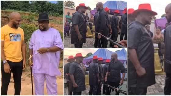 Baritone Battle: Nollywood actors Yul Edochie, Alex Usifo display their unique voices on movie set
